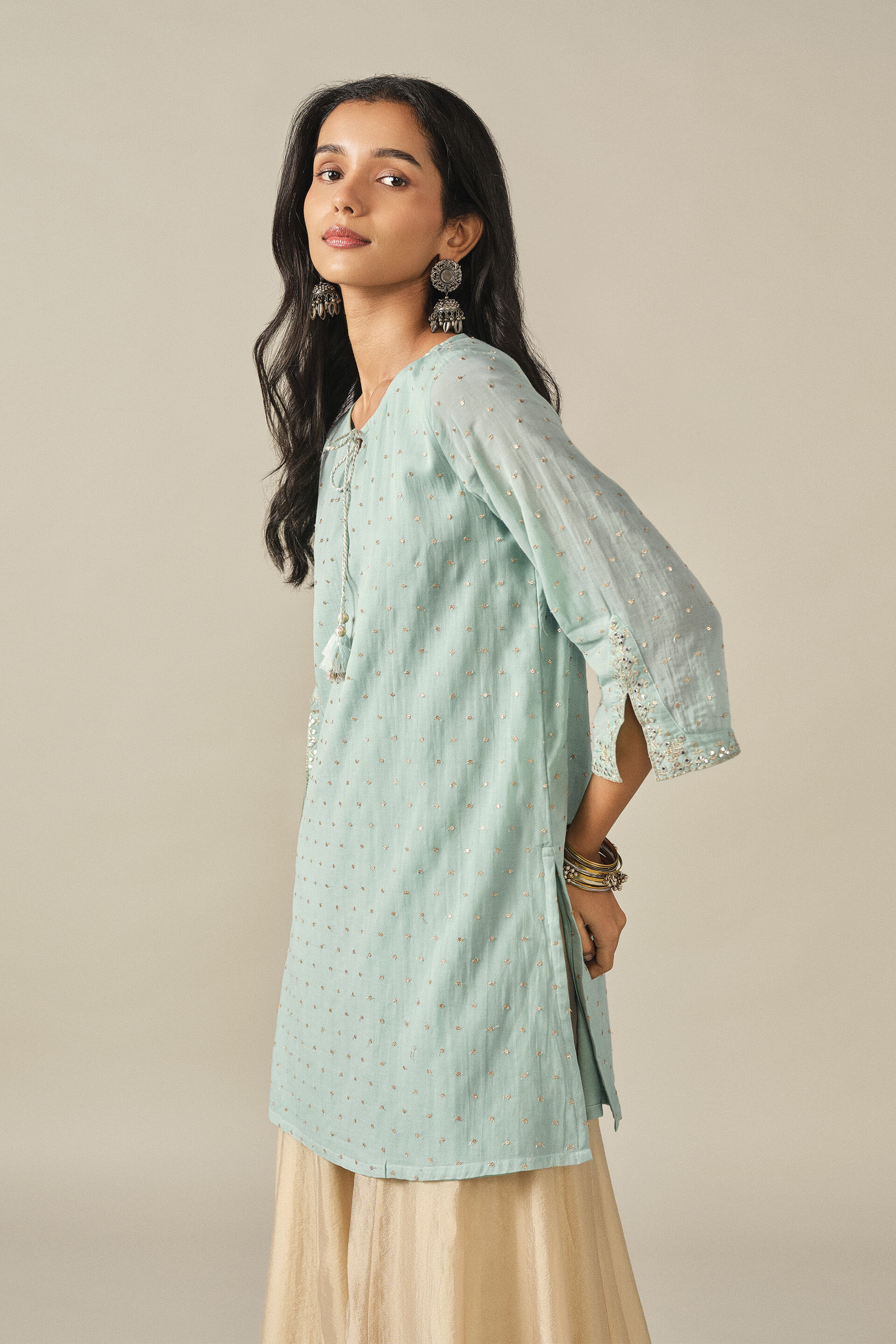 Embroidered Tunic in Sky Blue, Sky Blue, image 3